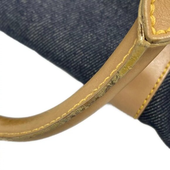 Authentic ChristianDior  Dark Navy Light Brown Denim Leather Handbag 611-100724 - Picture 10 of 14